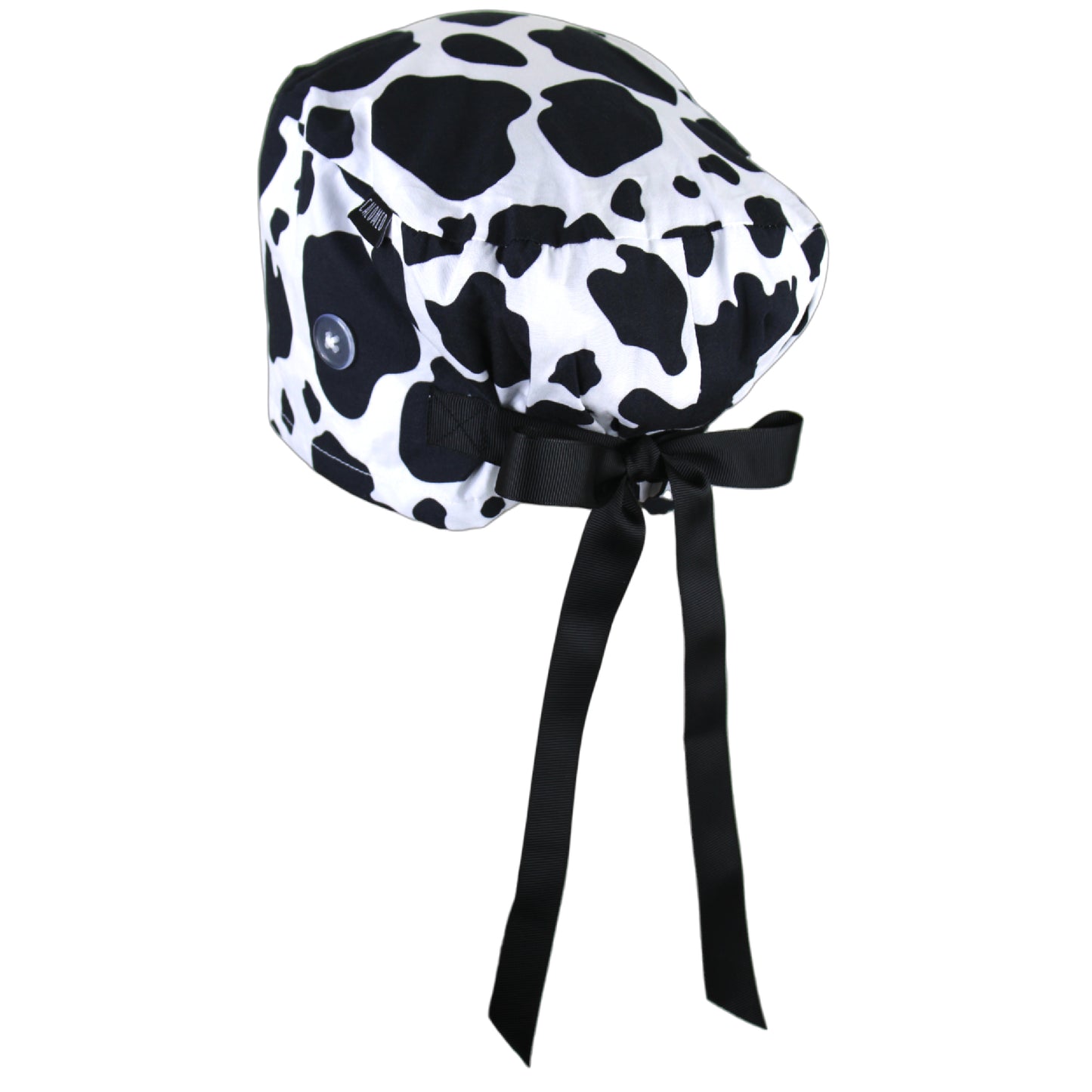 Black and White Cow Print Euro Scrub Cap - 100% Cotton