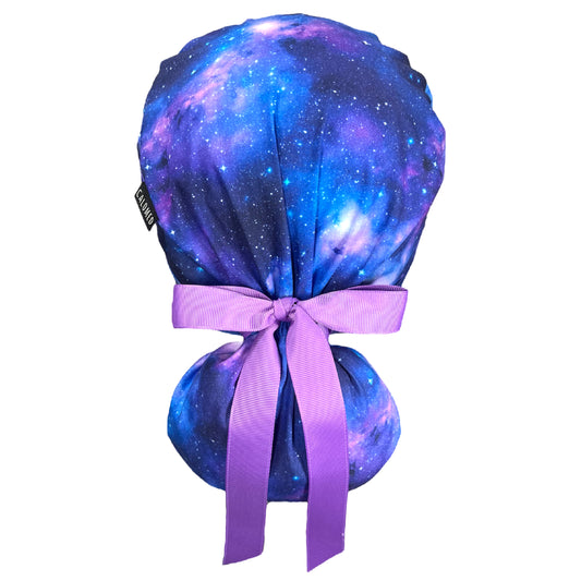 Blue Space with Purple Clouds Ponytail Scrub Cap - 100% Cotton
