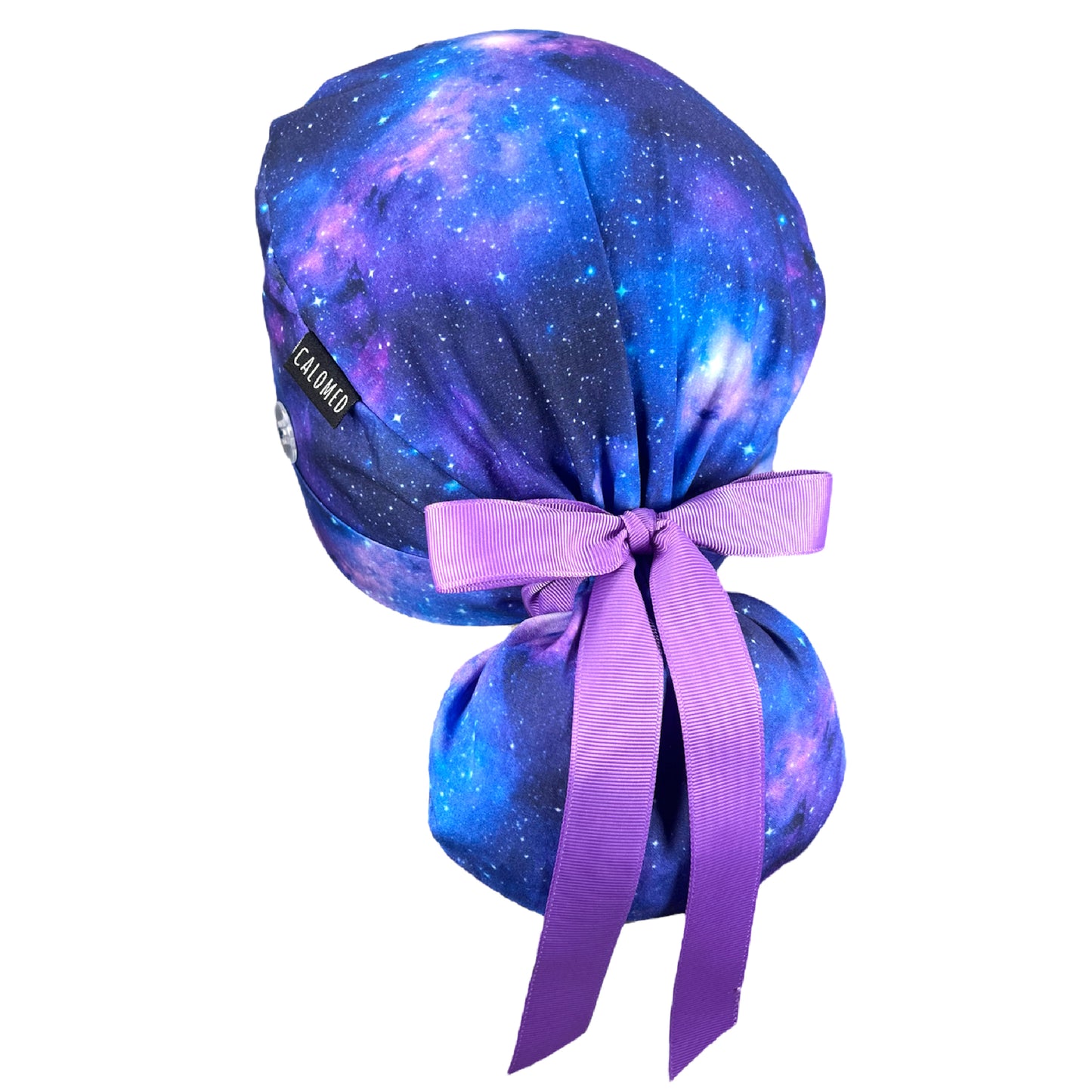 Blue Space with Purple Clouds Ponytail Scrub Cap - 100% Cotton