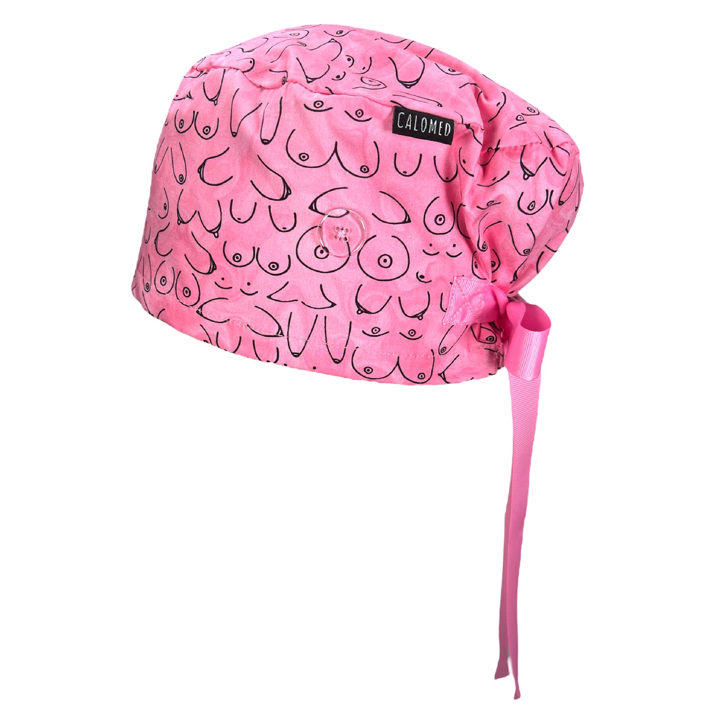 Boobs on Pink Euro Scrub Cap - 100% Cotton