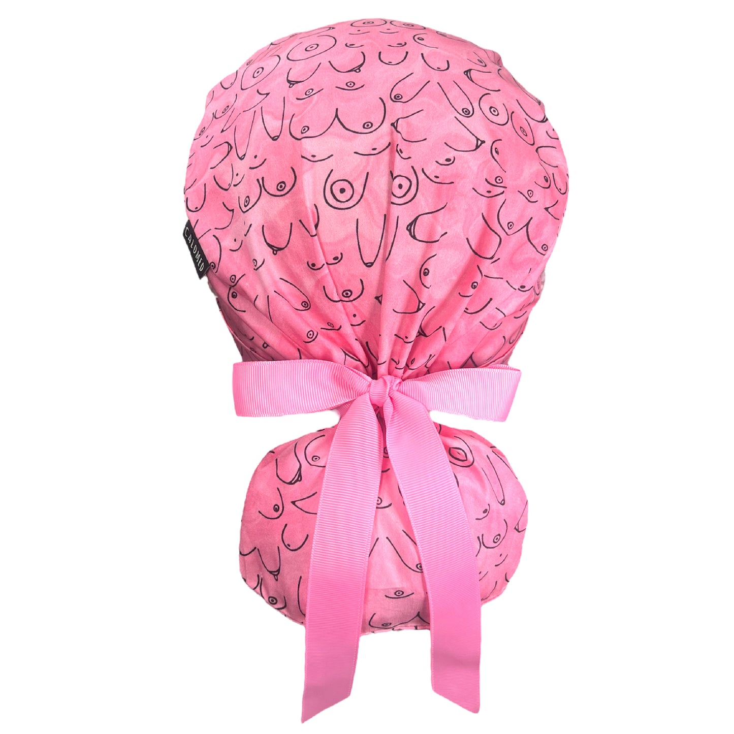 Boobs on Pink Ponytail Scrub Cap - 100% Cotton