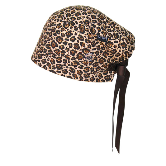 Brown Cheetah Print Euro Scrub Cap - 100% Cotton