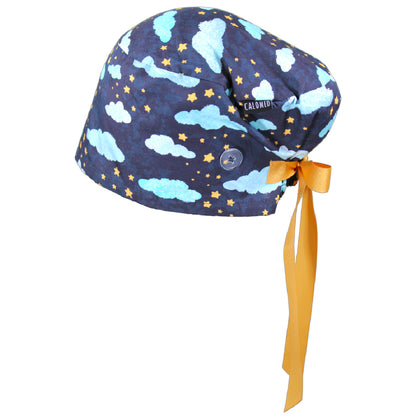 Clouds and Stars Euro Scrub Cap - 100% Cotton