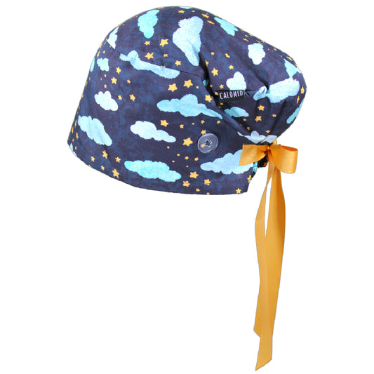 Clouds and Stars Euro Scrub Cap - 100% Cotton
