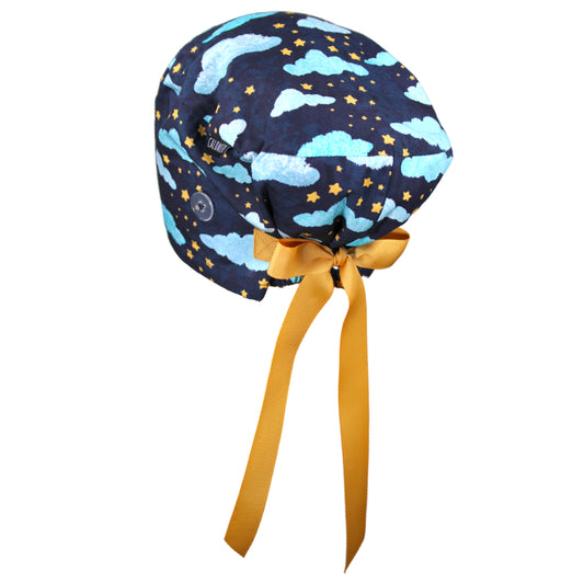 Clouds and Stars Euro Scrub Cap - 100% Cotton