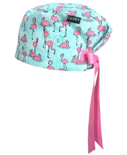 Flamingos in Puddles Euro Scrub Cap - 100% Cotton