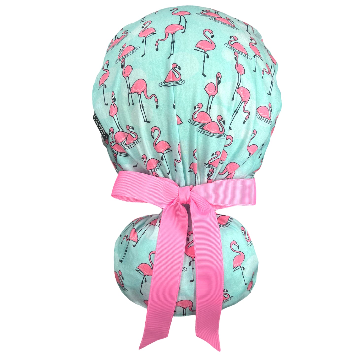 Flamingos in Puddles Ponytail Scrub Cap - 100% Cotton