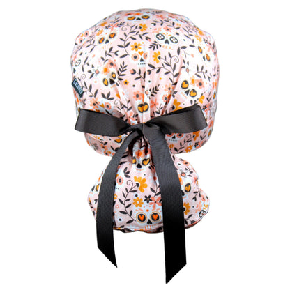 Floral Skulls Ponytail Scrub Cap