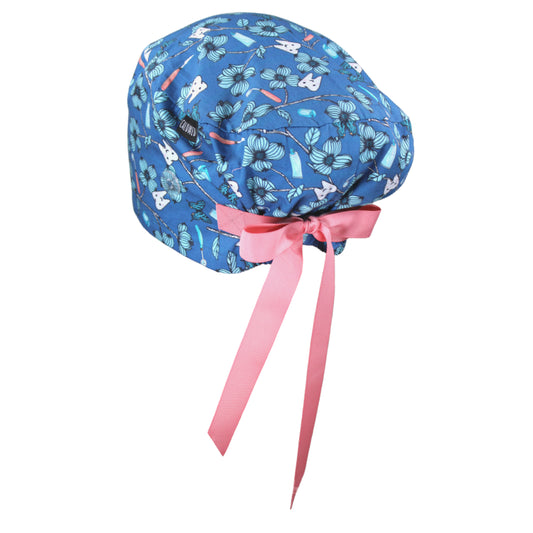 Floral Teeth Euro Scrub Cap - 100% Cotton