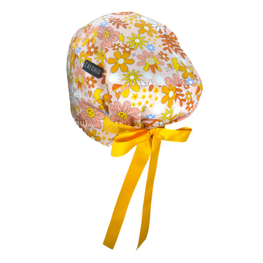 Groovy Peace Flower Power Euro Scrub Cap - 100% Cotton