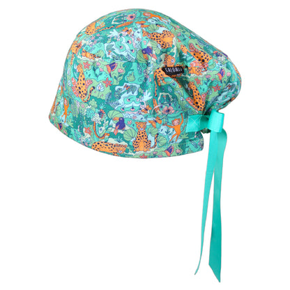 Jungle Animals Euro Scrub Cap - 100% Cotton