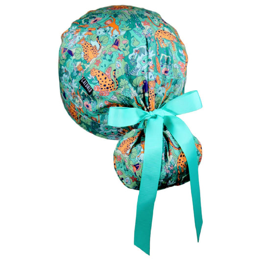 Jungle Animals Ponytail Scrub Cap - 100% Cotton