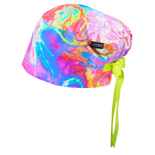 Multicolored Oil Spill Euro Scrub Cap - 100% Cotton