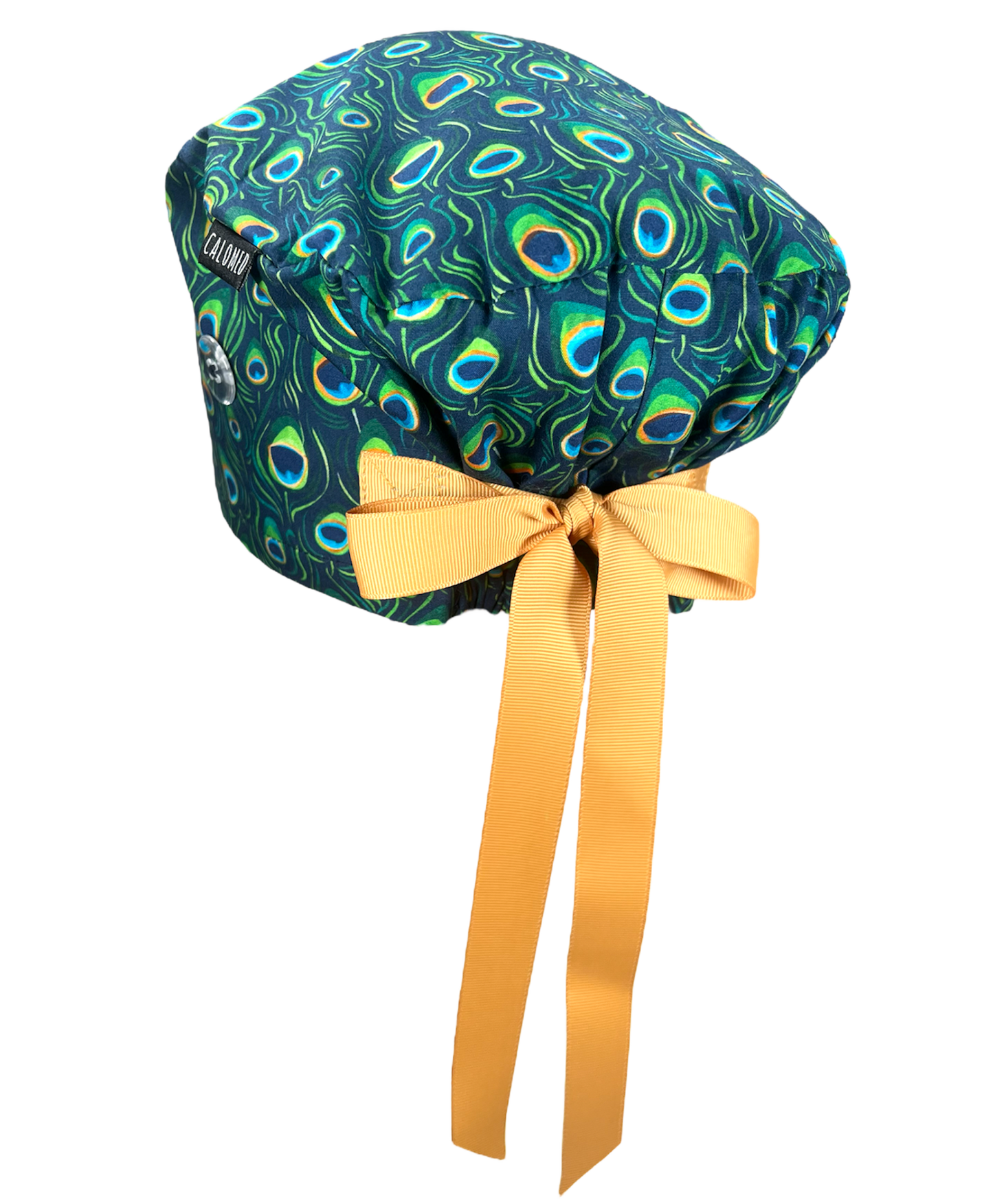 Peacock Feathers Euro Scrub Cap - 100% Cotton