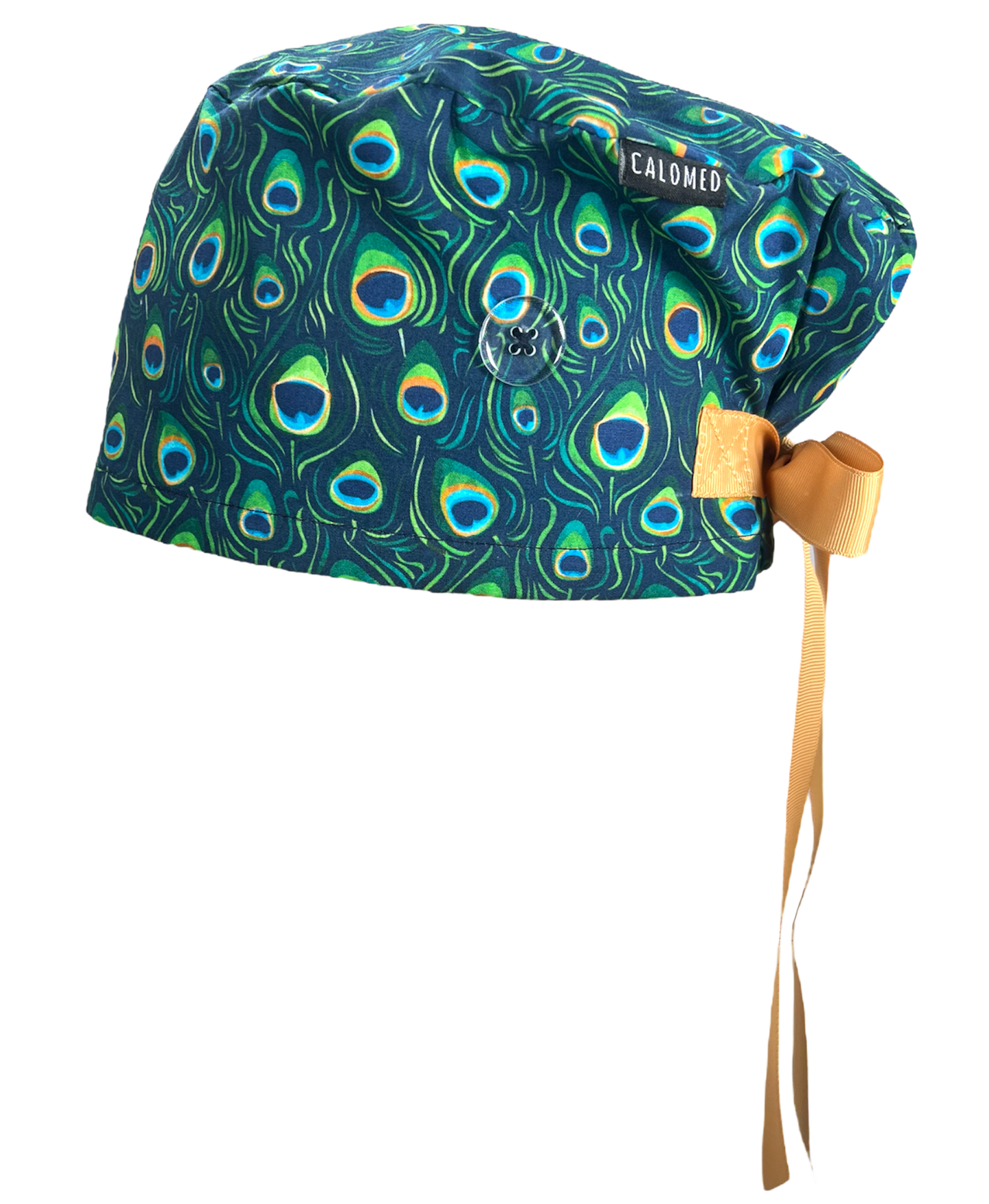 Peacock Feathers Euro Scrub Cap - 100% Cotton