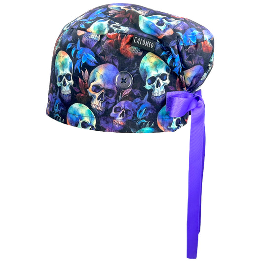 Purple Skulls Euro Scrub Cap - 100% Cotton