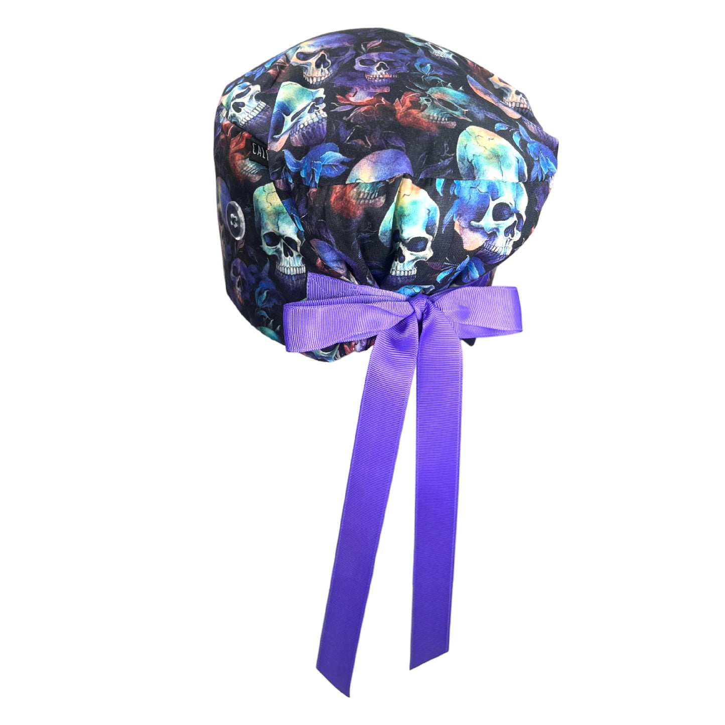 purple skulls euro scrub cap view 2