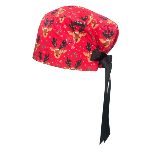 reindeers with christmas lights euro scrub cap view 2