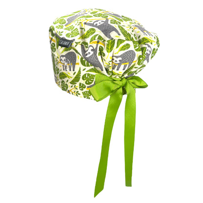Sloths on Ivory Euro Scrub Cap - 100% Cotton