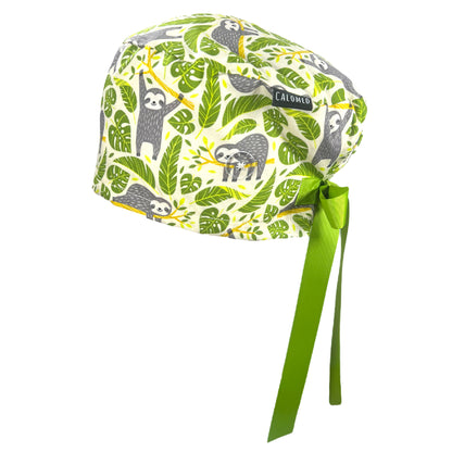 Sloths on Ivory Euro Scrub Cap - 100% Cotton