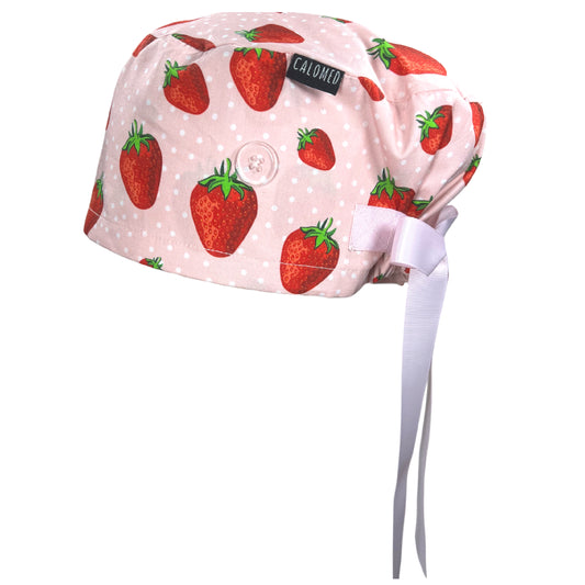 strawberries on pink euro scrub cap 