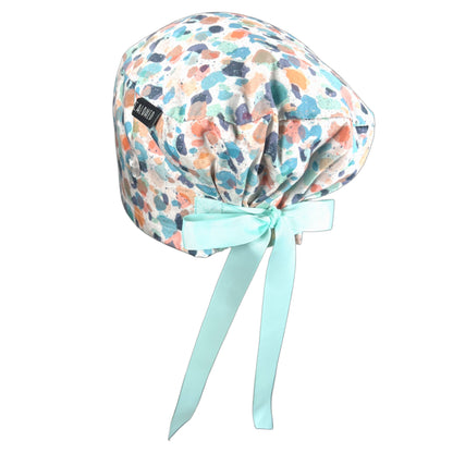 Terrazzo on White Euro Scrub Cap - 100% Cotton