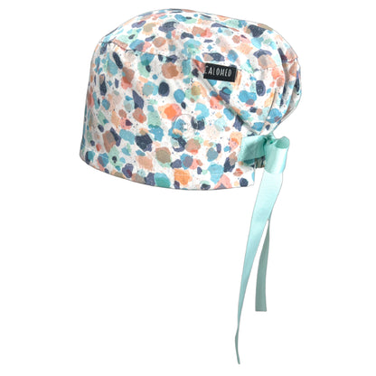 Terrazzo on White Euro Scrub Cap - 100% Cotton