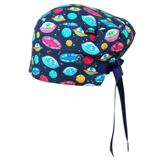 UFOs in Space Euro Scrub Cap - 100% Cotton