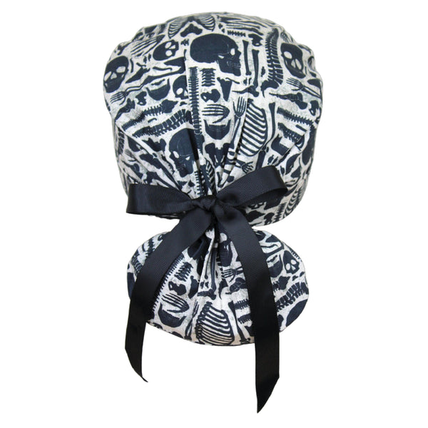 Vintage Skeleton Ponytail Scrub Cap