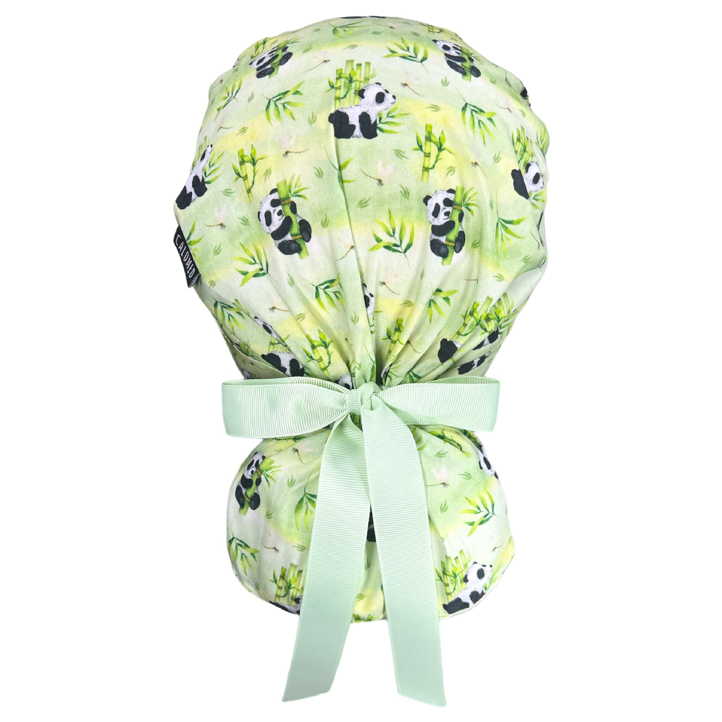 Watercolor Pandas and Bamboos Ponytail Scrub Cap - 100% Cotton
