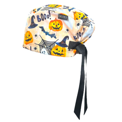 Watercolor Pumpkins and Ghosts Euro Scrub Cap