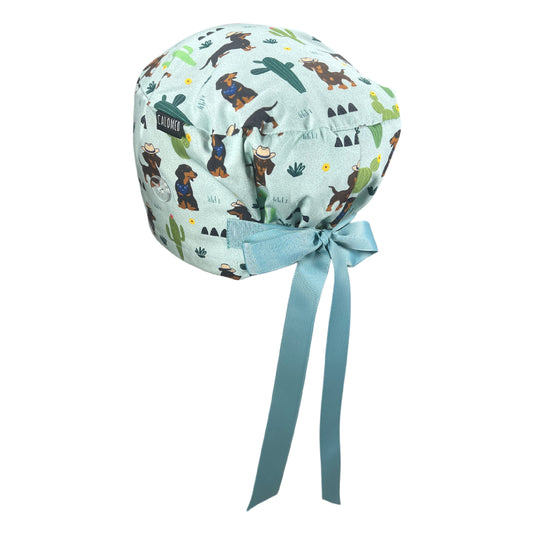 cowboy wiener dogs euro scrub cap view 2