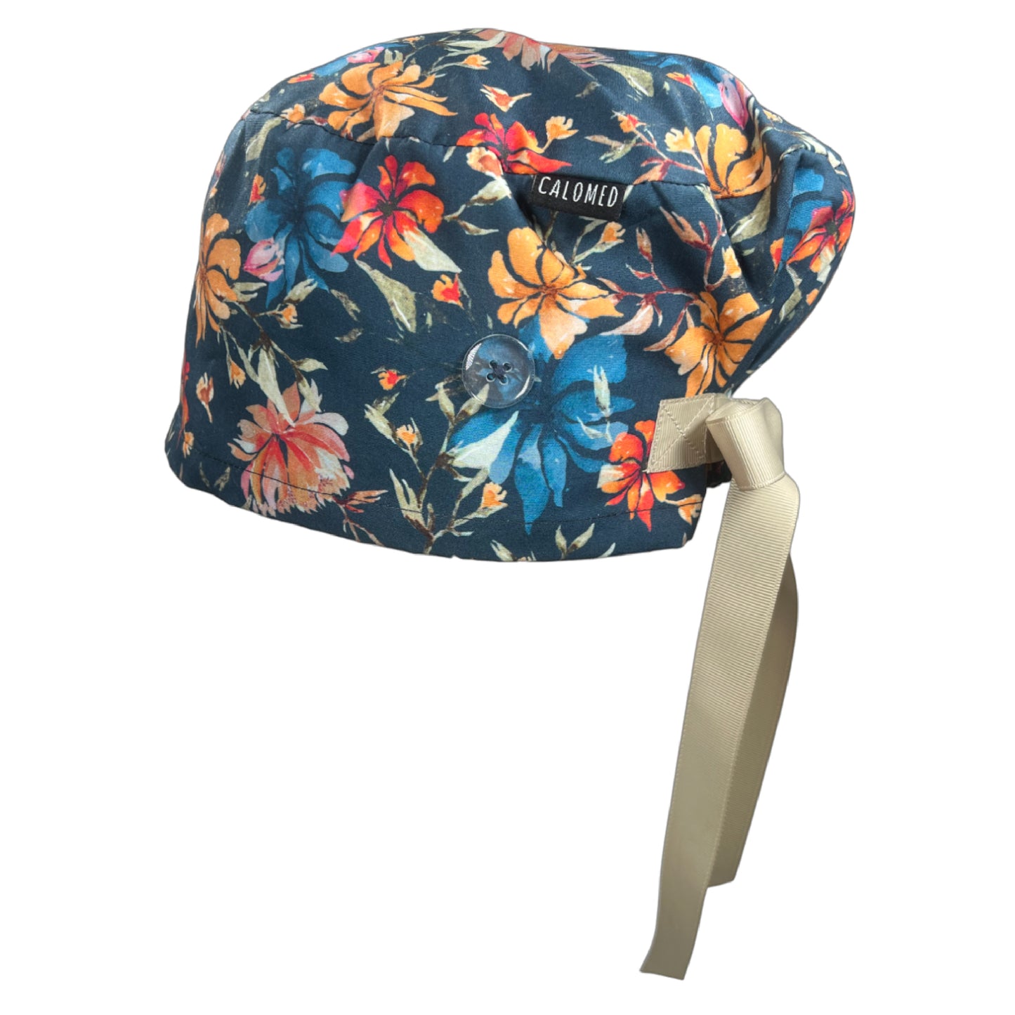 Winter Color Hibiscus Euro Scrub Cap - 100% Cotton
